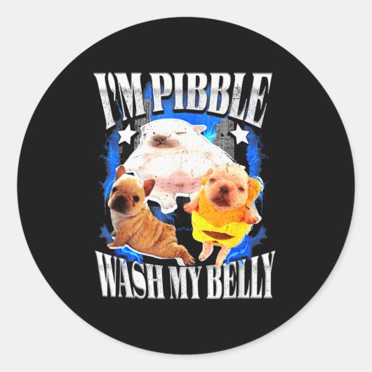 Im Pibble Wash My Belly Frenchie Bulldog Ronde Sticker (Voorkant)