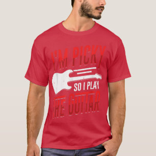 Im Picky dus ik speel het gitaarontwerp voor een G T-shirt