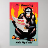 I'm Pooping Chimp Poster - Grappige Smart Ape Art (Voorkant)