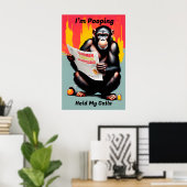 I'm Pooping Chimp Poster - Grappige Smart Ape Art (Thuiskantoor)