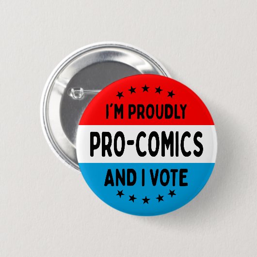 "I'm Pro-Comics, and I Vote" Button (Voorkant /achterkant)