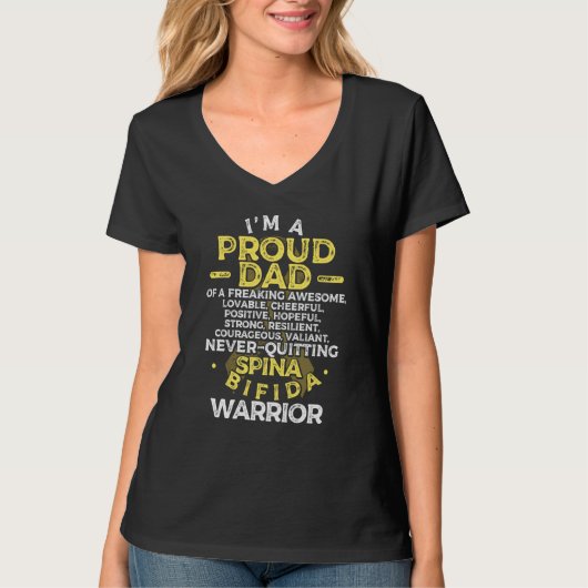 I'm Proud Dad of Spina BIFIDA Warrior Motivational T-shirt (Voorkant)
