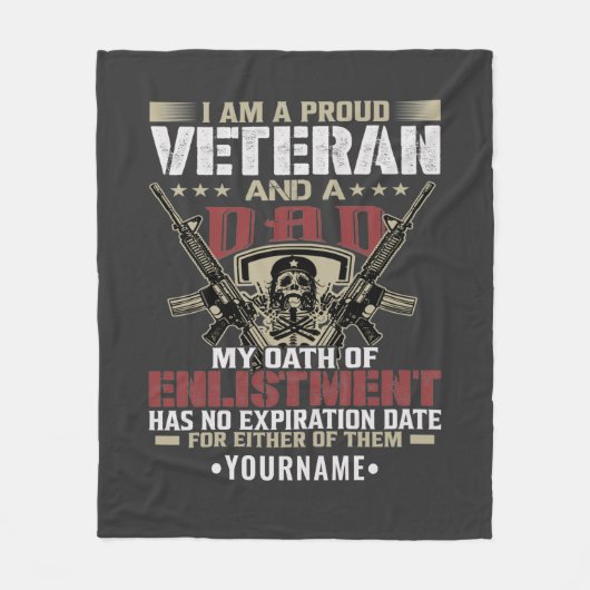 I'm Proud To Be A Veteran And A Dad Fleece Deken (Voorkant)