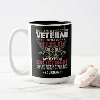 I'm Proud To Be A Veteran And A Dad Tweekleurige Koffiemok