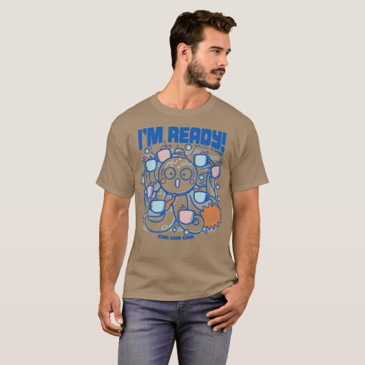 Im Ready Coffee Octopus Blue by Tobe Fonseca T-shirt (Voorkant volledig)