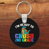 I'm Ready To Crush 2nd Grade T Rex Dinosaur Back t Sleutelhanger (Voorkant)