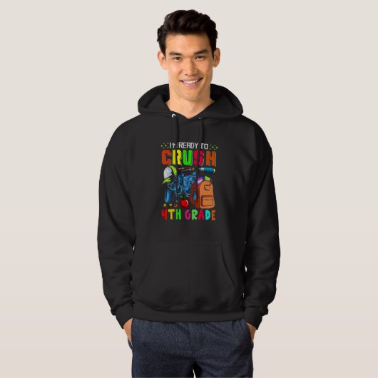 I'm Ready To Crush 4th Grade Game Controllers Stu Hoodie (Voorkant volledig)