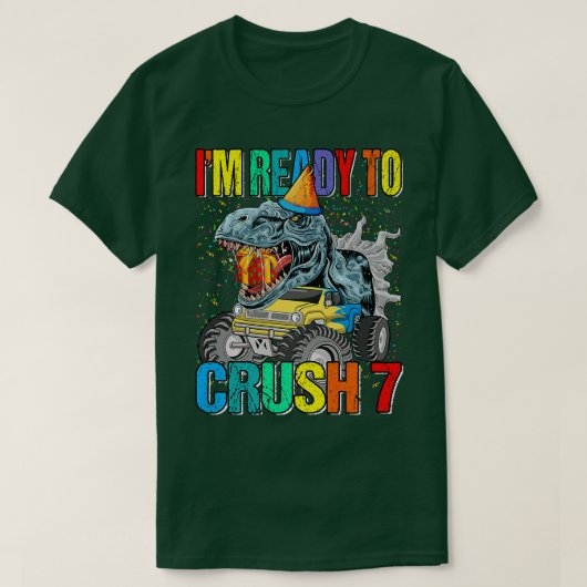 I'm Ready To Crush 7th Birthday Monster Truck Dino T-shirt (Design voorkant)