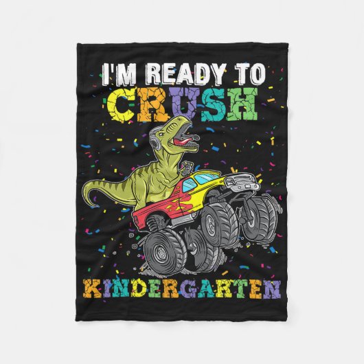 I'm Ready To Crush Kindergarten Monster Truck Dino Fleece Deken (Voorkant)