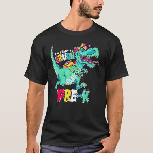 Im Ready To Crush Preschool Comic Style T-Rex Dino T-shirt (Voorkant)