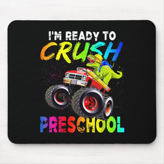 Im Ready To Crush Preschool Monster Truck Dinosaur Muismat (Voorkant)