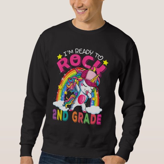 I'm Ready To Rock 2nd Grade Unicorn Back To School Trui (Voorkant)