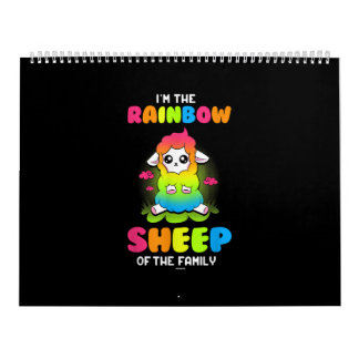 Im regenboogschaap van familie | Kute Sheep Design Kalender