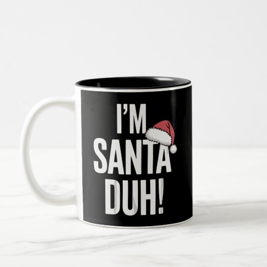 I'm Santa Duh Funny Christmas Gift Idea Tweekleurige Koffiemok (Links)