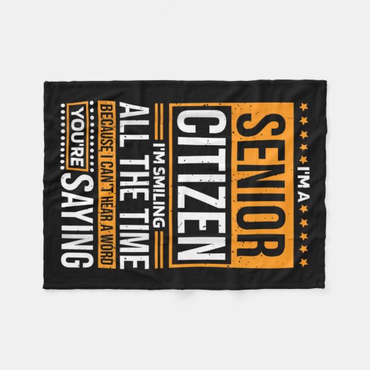 I'm Senior Citizen I'm Smiling All The Time, Senio Fleece Deken (Voorkant (Horizontaal))