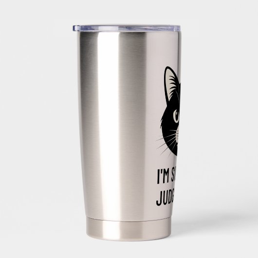 I'm Silently Judging You Funny Black Cat Sarcastic Geïsoleerde Drinkbeker (Rechts)
