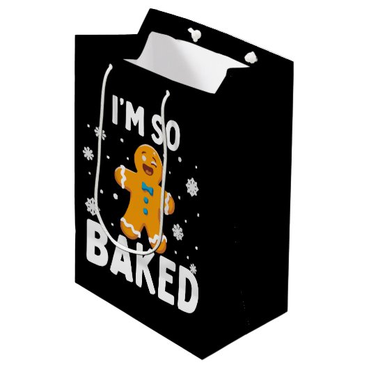 I'm So Baked Gingerbread Man Christmas Cookie Bake Medium Cadeauzakje (Voorkant Gekanteld)
