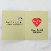 I'm So Sorry Cute Bulldog Belated Birthday Kaart (Binnen)