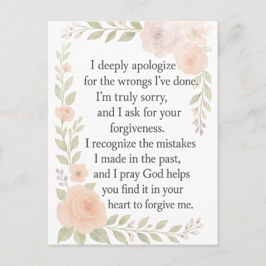I'm Sorry/Apology\ Forgiveness Floral  Feestdagenkaart (Voorkant)