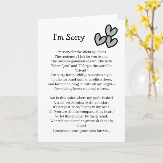 I'm Sorry Forgive Me Card Kaart (Gele Bloem)