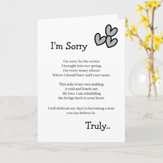 I'm Sorry Forgive Me Card Kaart (Gele Bloem)