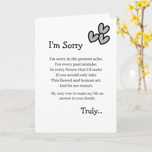 I'm Sorry Forgive Me Card Kaart (Gele Bloem)