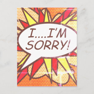 I'M SORRY Fun Retro Comic Book Pop Art Briefkaart