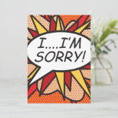 I'M SORRY Fun Retro Comic Book Pop Art Kaart (Staand voorkant)