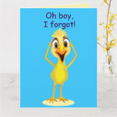 I'm Sorry Little Chicken Belated Birthday Blue Kaart (Gele Bloem)