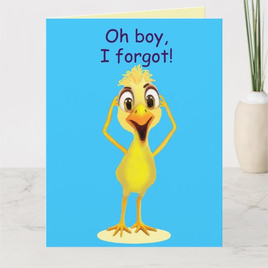 I'm Sorry Little Chicken Belated Birthday Blue Kaart (Voorkant)