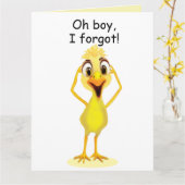 I'm Sorry Little Chicken Belated Birthday White Kaart (Gele Bloem)