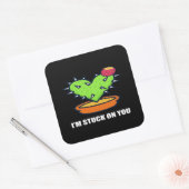 Im Stuck On You Cactus Cute Plant Design  Vierkante Sticker (Envelop)