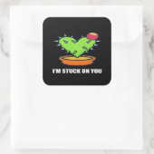 Im Stuck On You Cactus Cute Plant Design  Vierkante Sticker (Tas)