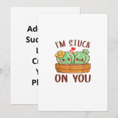 Im Stuck On You Cactus Succulent Valentines Day Cu Feestdagenkaart (Voorkant / Achterkant)