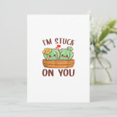 Im Stuck On You Cactus Succulent Valentines Day Cu Feestdagenkaart (Staand voorkant)