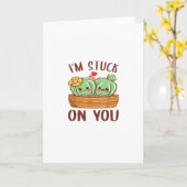 Im Stuck On You Cactus Succulent Valentines Day Cu Kaart (Gele Bloem)