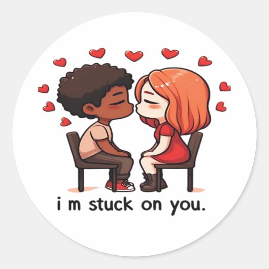 Im Stuck On You Classic Love Design  Ronde Sticker (Voorkant)