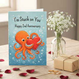 I'm Stuck on You Octopus Anniversary Funny any yr Kaart