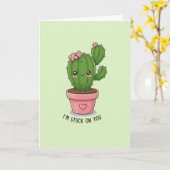 I'm Stuck On You: Schattigee Cactus Valentijnsdag Kaart (Gele Bloem)