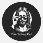 I'm Telling Dad Jesus Sungles Faith Humor  Ronde Sticker (Voorkant)
