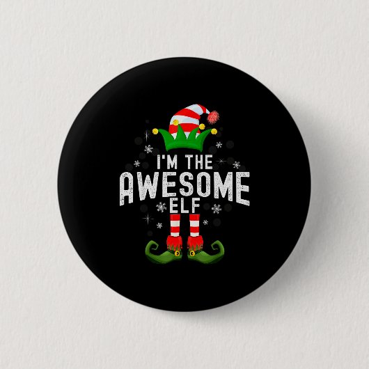 I'm The Awesome Elf Christmas Family Pjs Costume Ronde Button 5,7 Cm (Voorkant)