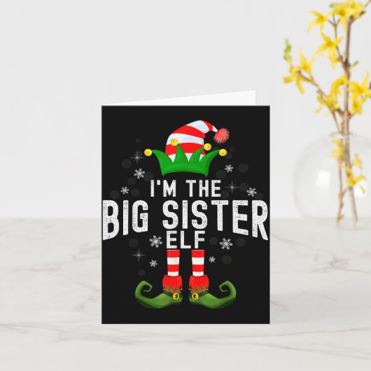 I'm The Big Sister Elf Christmas Family Pjs Costum Kaart (Gele Bloem)