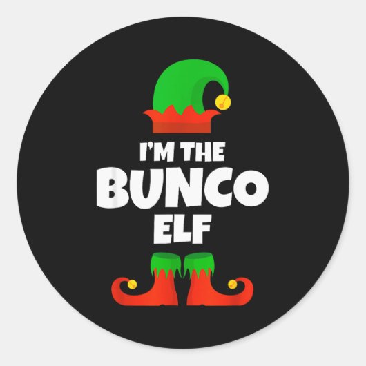 I'm The Bunco Elf Family Pajama Christmas Funny Bu Ronde Sticker (Voorkant)