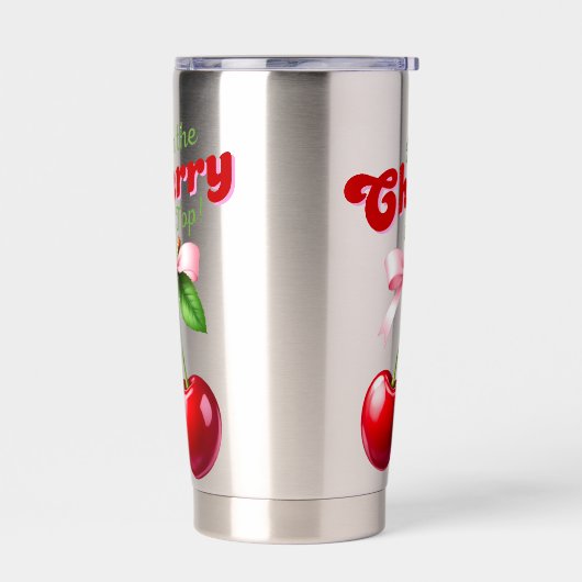 I'm the Cherry on Top - Kirschen mit rosa Schleife Geïsoleerde Drinkbeker (Links)