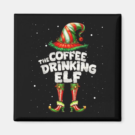 I'm The Coffee Drinking Elf Family Matching Group  Magneet (Voorkant)