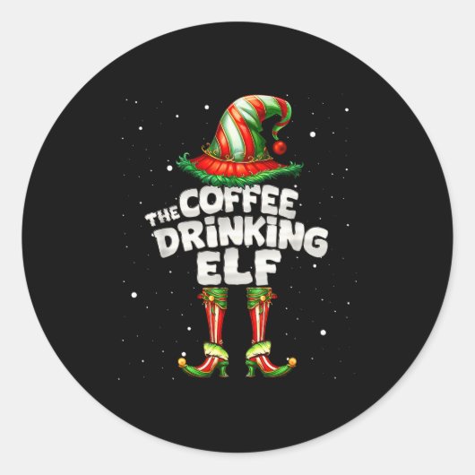 I'm The Coffee Drinking Elf Family Matching Group  Ronde Sticker (Voorkant)