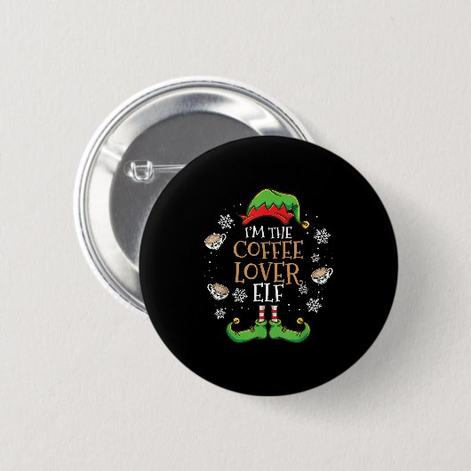 Im The Coffee Lover Elf Christmas  Ronde Button 5,7 Cm (Voorkant /achterkant)