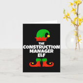I'm The Construction Manager Elf Family Pajama Chr Kaart (Gele Bloem)