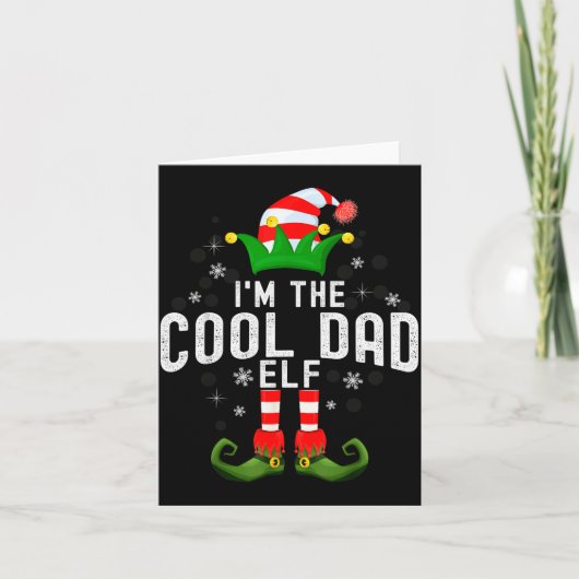 I'm The Cool Dad Elf Christmas Family Pjs Costume Kaart (Voorkant)