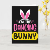 Im The Dancing Bunny Rabbit Ears Egg Funny Easter Kaart (Gele Bloem)